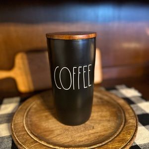 RAE DUNN "COFFEE" 8.5" Black Cellar canister
